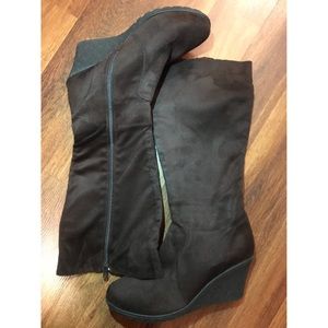 Brown Suede Wedge Boots 8.5